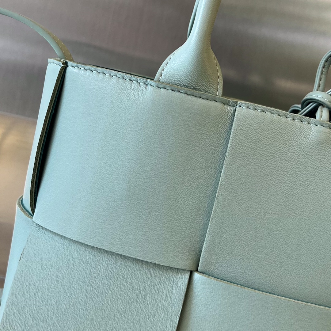 Mini Arco Intreccio Leather Tote Bag Light Blue